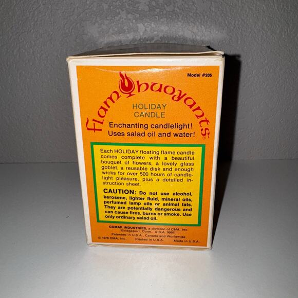 Vintage Flam Buoyants Holiday Floating Candle – 1976 Oil & Water Glass Décor NOS - Picture 6 of 9